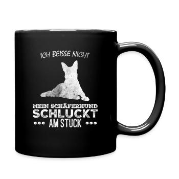Ich beiße nicht Deutscher Schäferhund Design - Tasse einfarbig - Schwarz - Rechts