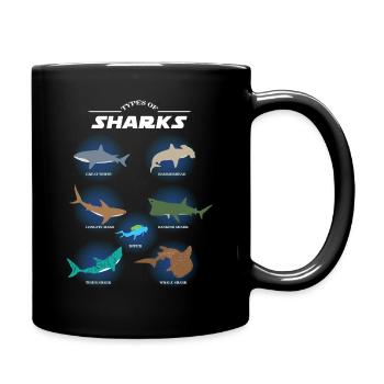 Espèces de requins types de requins, requins marteaux, plongeurs - Mug uni - noir - Droite