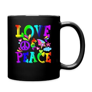 Hippie Love Peace Flower Power Peace Movement - Full Colour Mug - black - Right