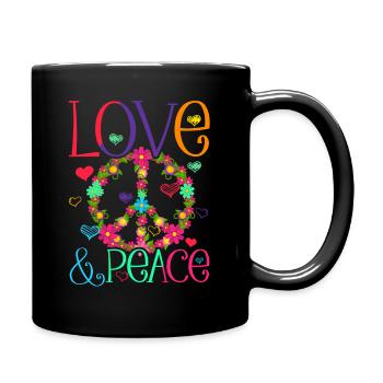 Hippie Love Peace Flower Power Peace Movement - Full Colour Mug - black - Right