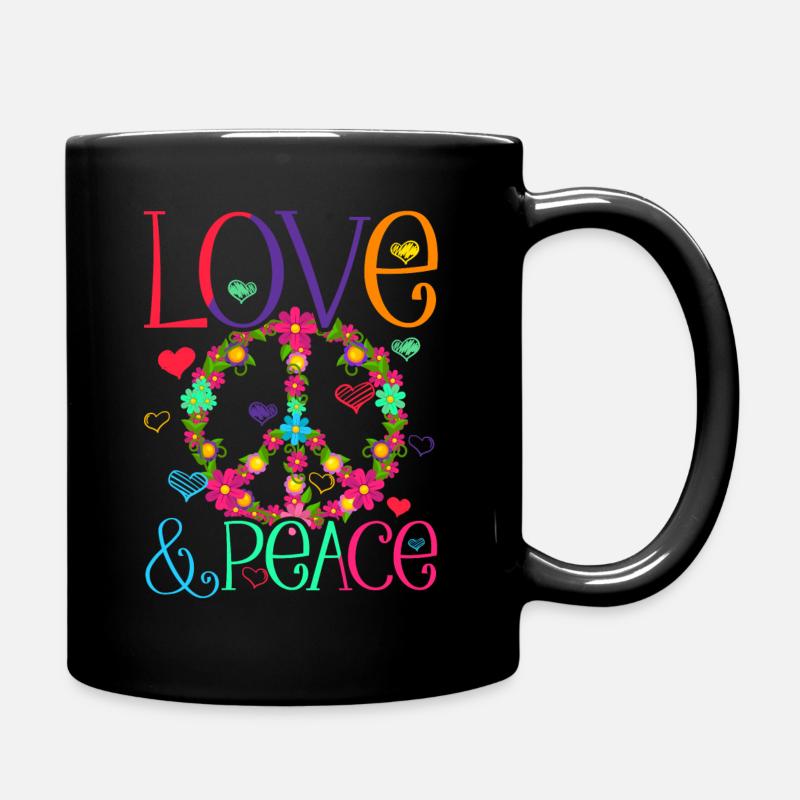 Hippie Love Peace Flower Power Peace Movement - Mug uni - noir
