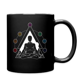 Yoga Chakra Spirituelles Meditieren 7 Chakren - Tasse einfarbig - Schwarz - Rechts