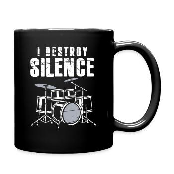 Geschenk Schlagzeuger, Musikband I Destroy Silence - Tasse einfarbig - Schwarz - Rechts