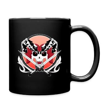 Krieger Totenkopf - Tasse einfarbig - Schwarz - Rechts