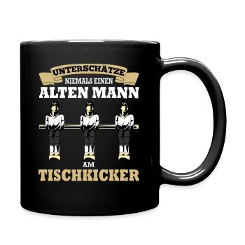 Tischfußball Tischkicker - Lustiger Spruch Mann - Tasse einfarbig - Schwarz - Rechts