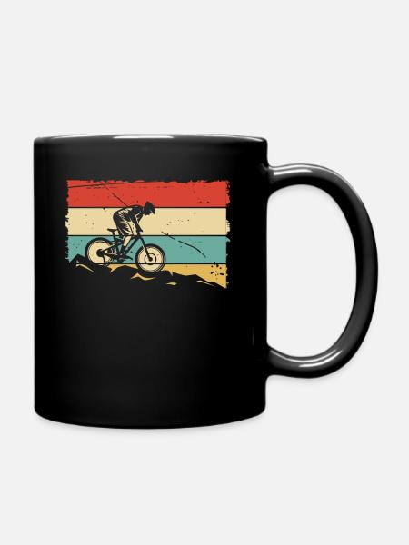 MTB Downhill, Mountainbike Radfahrer, Outdoorsport - Tasse einfarbig - Schwarz