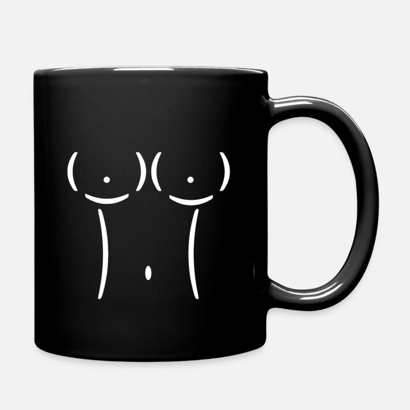 Breasts Ascii - Full Colour Mug - black
