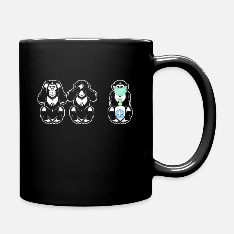 3 Singes Ne écoutez rien Distancing - Mug uni - noir
