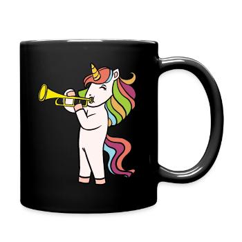 Cooles Trompete buntes Einhorn Unicorn Mädchen - Tasse einfarbig - Schwarz - Rechts