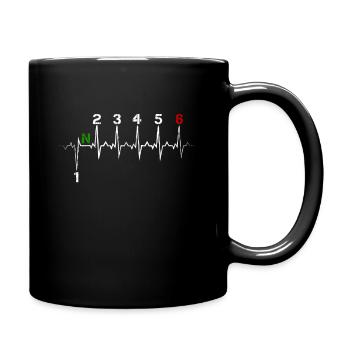 Motorcycle gear shift 1N23456 heartbeat EKG pulse - Full Colour Mug - black - Right