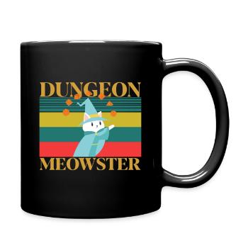 Retro cat dungeon meowster - rpg dice gift - Full Colour Mug - black - Right