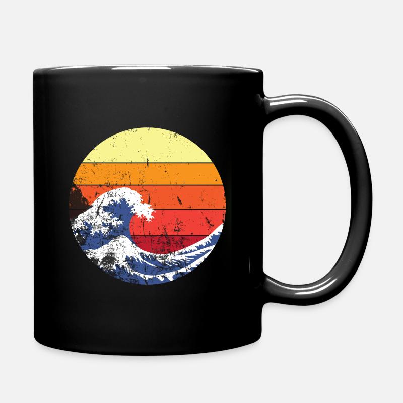 Retro Welle Japan - Tasse einfarbig - Schwarz
