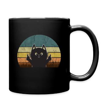 Chat vintage doigt chaton vintage rétro cadeau - Mug uni - noir - Droite