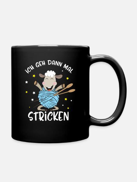 Lustiges Ich Geh Dann Mal Stricken Schaf Geschenk - Tasse einfarbig - Schwarz
