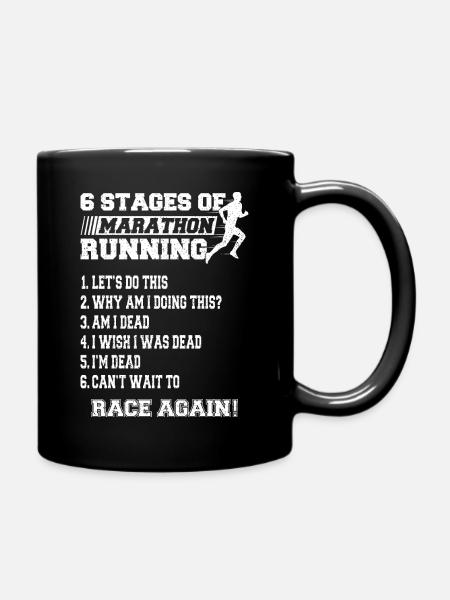 6 phases of the marathon 42.2 km - Full Colour Mug - black