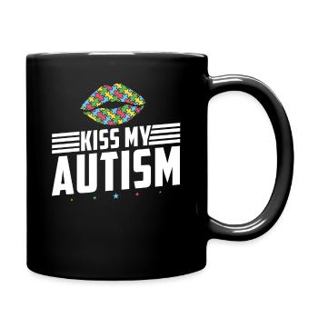 Kiss My Autism Awareness Autism Superhero - Full Colour Mug - black - Right