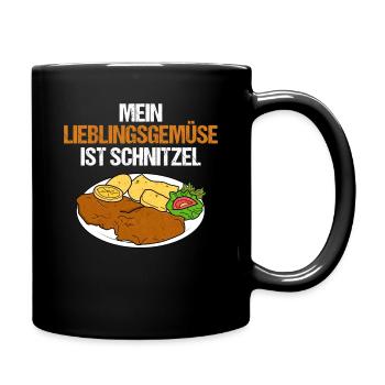 Mein Lieblingsgemüse Ist Schnitzel Fleischer - Tasse einfarbig - Schwarz - Rechts