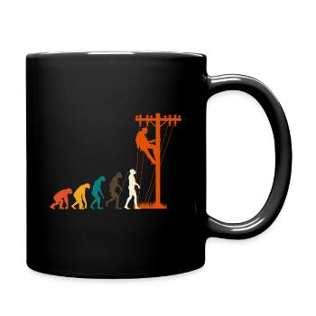 Overhead line fitter electrician Evolution - Full Colour Mug - black - Right
