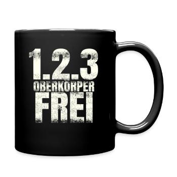 Oberkörper Frei Party Event Nackt Fussball Sport - Tasse einfarbig - Schwarz - Rechts