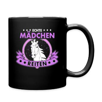 Echte Mädchen Reiten Pferde Reitsport - Tasse einfarbig - Schwarz - Rechts