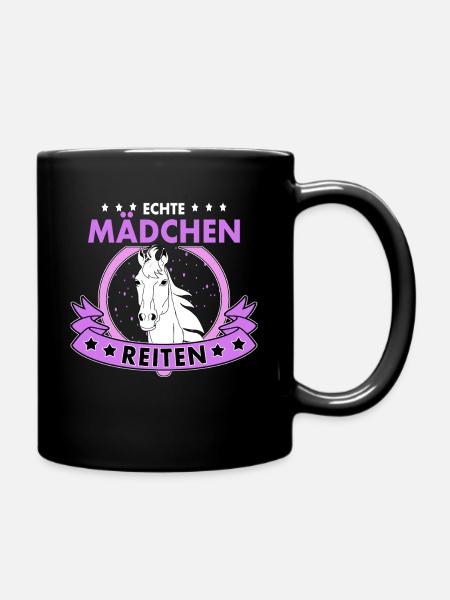 Echte Mädchen Reiten Pferde Reitsport - Tasse einfarbig - Schwarz