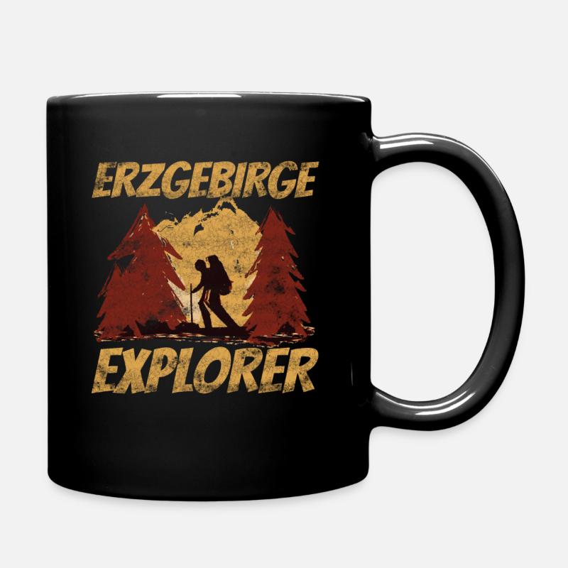 Erzgebirge Explorer Wanderer Hiking Camping Heimat - Tasse einfarbig - Schwarz