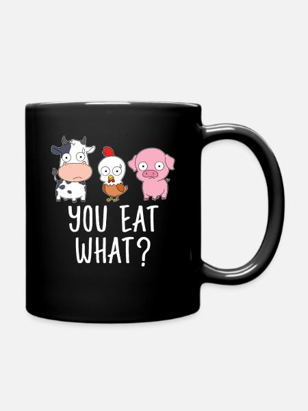 Veganer Shirt Tierrechte Vegetarier Geschenk Vegan - Tasse einfarbig - Schwarz