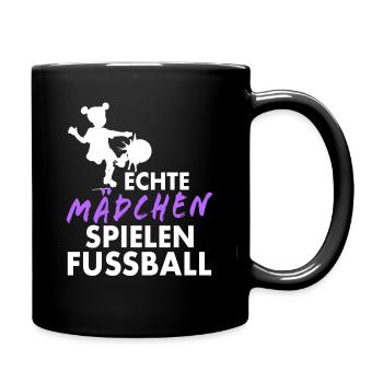 Echte Mädchen spielen Fussball Kicker Mannschaft - Tasse einfarbig - Schwarz - Rechts