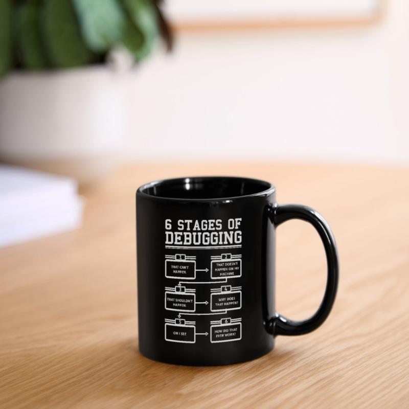 6 Stages of Debugging Programmierer Software Tasse einfarbig
