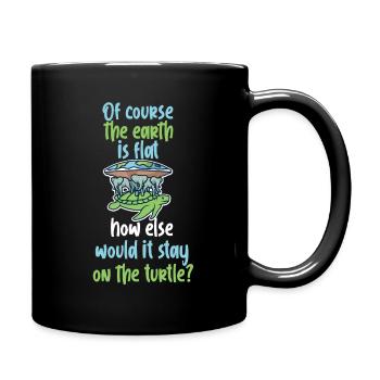 Flache Erde Schildkröte - Tasse einfarbig - Schwarz - Rechts