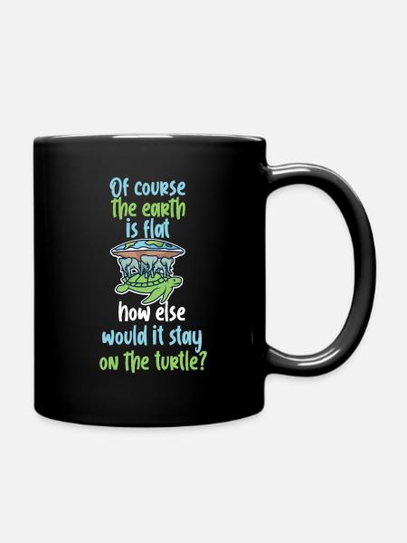 Flat earth turtle - Full Colour Mug - black