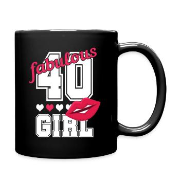 40th birthday 40 years girl woman gift - Full Colour Mug - black - Right