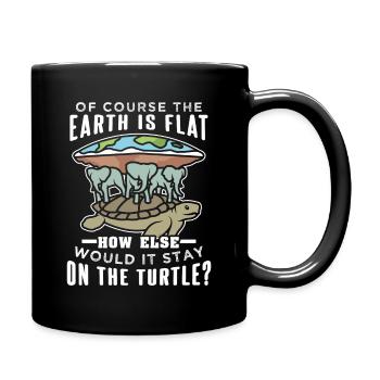 Flache Erde Schildkröte Elefanten - Tasse einfarbig - Schwarz - Rechts
