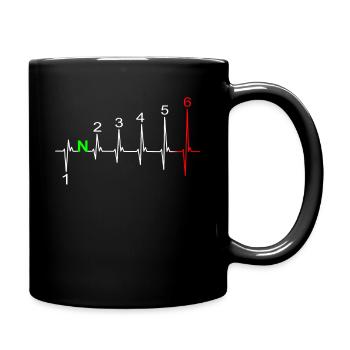 Heartbeat motorcycle EKG line gear shift 6 gear - Full Colour Mug - black - Right