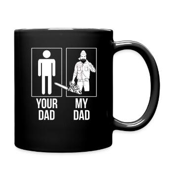 Lumberjack Daddy Father's Day chainsaw wood forest - Full Colour Mug - black - Right