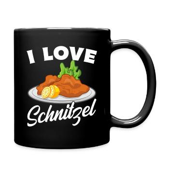 I love Schnitzel - Tasse einfarbig - Schwarz - Rechts