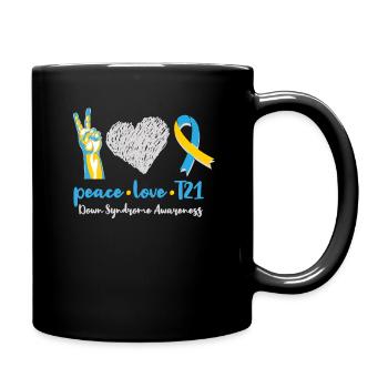 Peace Love T21 Down Syndrome Awareness Sped Teache - Full Colour Mug - black - Right