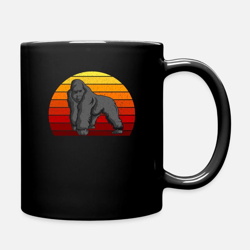 Singe gorille rétro des années 70 et 80 à dos argenté - Mug uni - noir