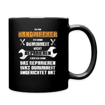 Handwerker lustiger vintage Spruch - Tasse einfarbig - Schwarz - Rechts