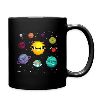Lustige Planeten Des Sonnensystems - Tasse einfarbig - Schwarz - Rechts