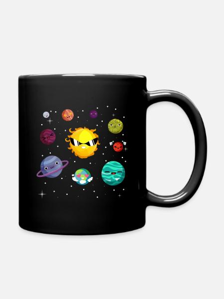 Funny planets of the solar system - Full Colour Mug - black