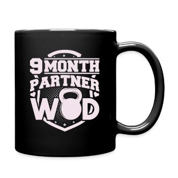 9 Month Partner WOD Pregnancy Workout Buddy - Full Colour Mug - black - Right