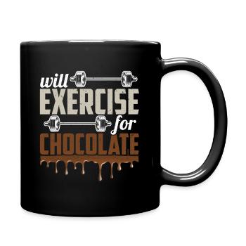 Will Exercise For Chocolate Funny Gym Workout Fitn - Tasse einfarbig - Schwarz - Rechts