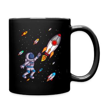Weltraumraketen mit Astronauten - Tasse einfarbig - Schwarz - Rechts