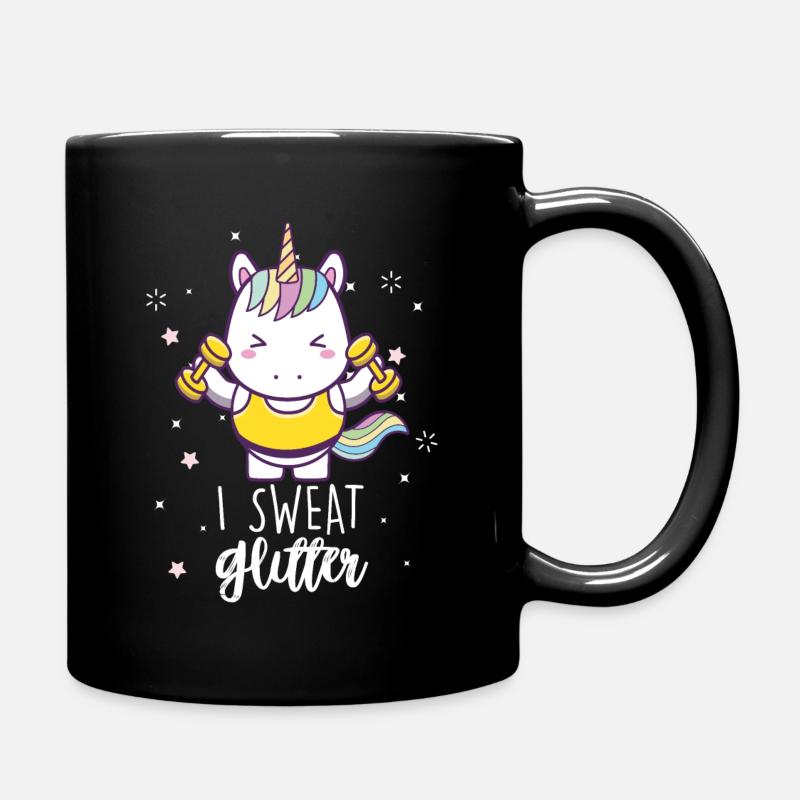 Jeg sved glitter Unicorn træning vægtløftning gym - Enfärgad mugg - svart