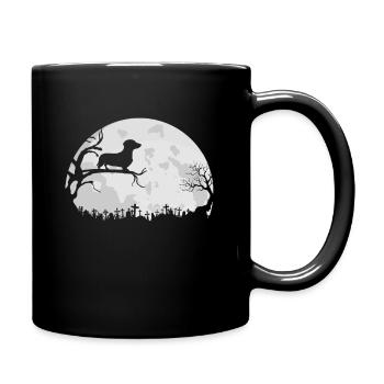 Dackel Mond Halloween Dackel Liebhaber - Tasse einfarbig - Schwarz - Rechts