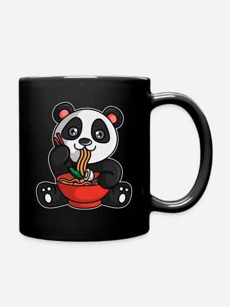 Anime Panda Otaku Japonais Ramen nouilles - Mug uni - noir