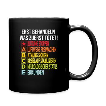 Rettungsdienst Notfallsanitäter ABCDE Schema RTW - Tasse einfarbig - Schwarz - Rechts