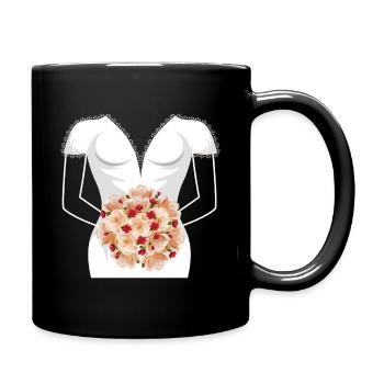 Wedding dress bridal shower design for the bride - Full Colour Mug - black - Right