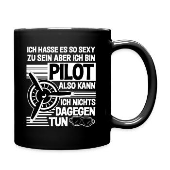 Pilot - Sexy Flieger Spruch - Tasse einfarbig - Schwarz - Rechts